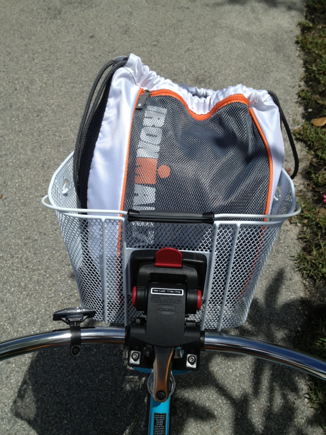 With my Florida Ironman 70.3 bag. At one point I had it on my bike. I wonder if I lost credibility! LOL... Not worried. 